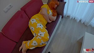 stepson shoves hard dick in stepmom's mouth then pounds her fat ass