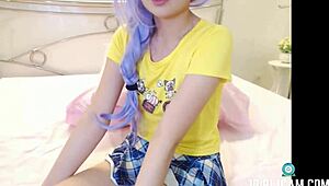 Emmy's intimate Japanese camgirl show reveals small tits and JAV teasing close-up
