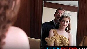 A bratty teen prom queen gets punished hard by burglar in garage doggystyle ride