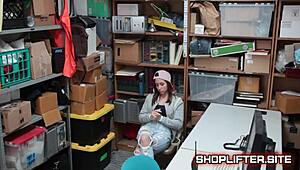 young shoplifter teen caught stealing gets blackmailed hard by store owner