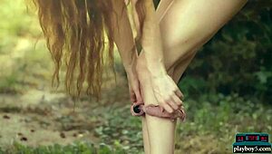 Dutch Model Joy Draiki Strips Outdoor Revealing Hairy Pussy and Tits