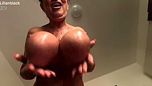 i shake my huge oiled saggy tits just for you baby