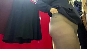 bbw flashes curvy wet pussy crams dildo in fitting room