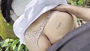 stepsis craves mango but gulps down husband's cum after outdoor panty flash massage
