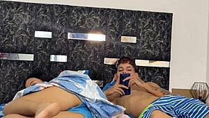 Stepsis Sleeps Over I Take Advantage Sharing Bed to Fuck Her Ass Creampie