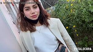 Hot Latina Marina Gold caught sucking cock on street then bends for doggy!