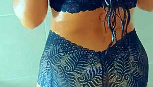 gorgeous tanned latinas 😍 shower off pool wetness fingering shaved pussies to orgasm 💦👙