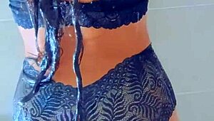 gorgeous tanned latinas 😍 shower off pool wetness fingering shaved pussies to orgasm 💦👙