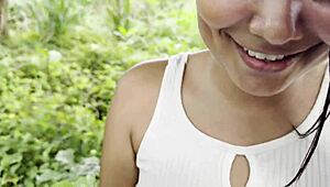 stepsis craves mango but gulps down husband's cum after outdoor panty flash massage