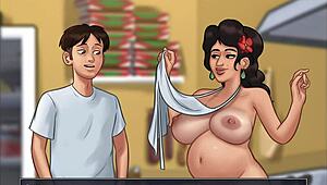 Pregnant Maria Gets Nude And Takes Big Cock Cum In Summertime Saga