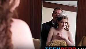 A bratty teen prom queen gets punished hard by burglar in garage doggystyle ride