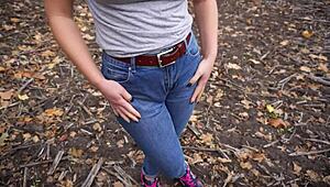 Holy Shit! Milf Camel Toe Tease In Tight Blue Jeans Outdoors!