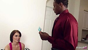 skinny 18+ teen with tiny tits seduces old black dude's monster cock for first interracial ride 😈🔥