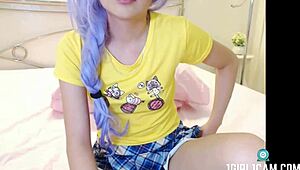 Emmy's intimate Japanese camgirl show reveals small tits and JAV teasing close-up