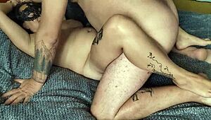 busty stepsis hairy pussy grips tight in mutual stroke to missionary fuck