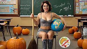 Torcelini’s Seductive Witch Teacher Delivers Halloween Broomstick Riding Lesson in Costume