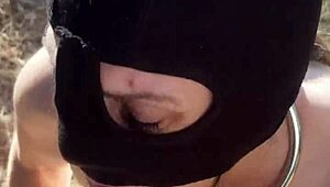 french slave maid humiliated in garage then fucked outdoors in bondage