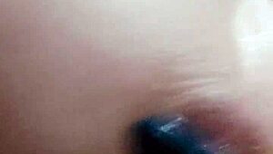 teasing my tight hole with dildo for deep stretch