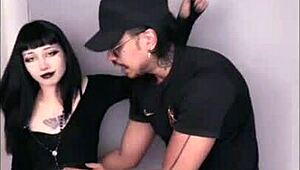 skinny goth latina pawg babe rides wet pussy bent over doggystyle with tattooed qrozne backstage