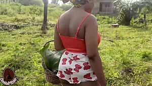 Adigun the farmer POUNDS sexy wife with MONSTER BLACK COCK on ranch outdoor!