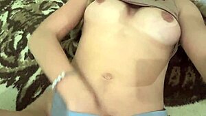 Stepfather skipped fucking so cute blonde student masturbates alone!