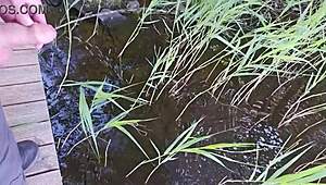 outdoor lover grips small cock while peeing and fingers get wet compilation