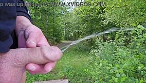 outdoor lover grips small cock while peeing and fingers get wet compilation