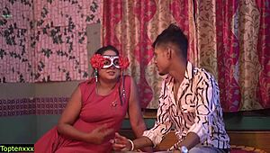 masked indian stepmom fingers pussy then rough anal creampie hotel fuck