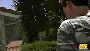 whoa, photographer catches two tattooed lesbians kissing and fucking outdoors in garden
