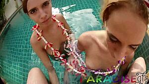 PARADISE GFS PETITE TWINS SUCK COCK AND FUCK POV SMALL TITS SHAVED