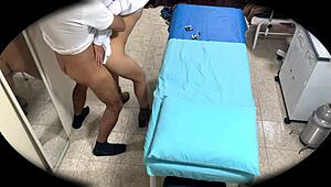 spying on cute latina bending over in hospital cam