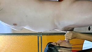 Hot Neighbor Gives Massive Blowjob in Latex Costume!