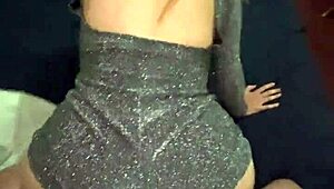 Beautiful big ass bent over in sparkly party dress doggystyle