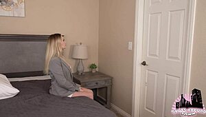 hey co-workers sharing bed leads to wet pussy quickie fucking