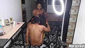 Mara Exotic Drenches Him In Extreme Squirt Then Rides Fat Cock Cowgirl With Big Pussy Lips