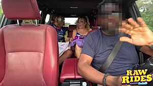 blonde raver deepthroats bbc then bends over doggystyle in rideshare for creampie