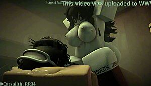 Ready for submissive cowgirl ride in steamy sauna?