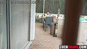 Cuckold Husband Shares Pierced Nipple Young Blonde Wife for Deepthroat Monster Cock with Guest