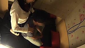 Japanese busty schoolgirl gets secret massage on huge tits and ass