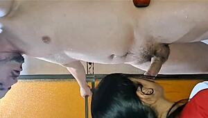 Hot Neighbor Gives Massive Blowjob in Latex Costume!