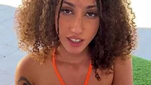 wanna see this brunette beauty kira perez slobber on monster cock with juicy tits out?