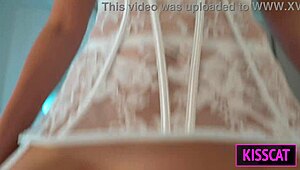 hey wake up kisscat gives playful pov blowjob then cowgirl ride to facial creampie