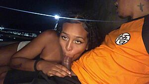 wow this curly latina wife sucked me off on beach then we got caught fucking outdoors!