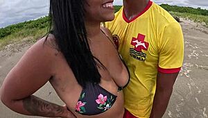 nicoly seduces beach fireman rides cock deep in woods