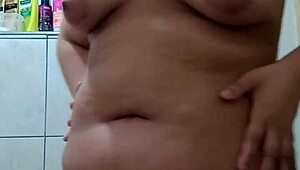 Chubby amateur slut spreads legs for pussy depilatory cream treatment in POV