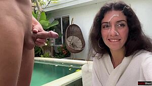 i paid the repairman with quick outdoor pussy fuck then walked street cum-covered from rough doggystyle creampie