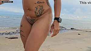 bricadeira turns wild 😈 group banging on busy beach with big cocks and creampies everywhere!