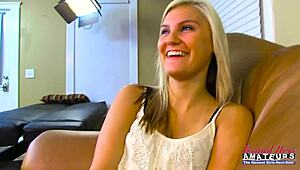 Bailey and Olyssia tease pussies ride cock in curvy blonde duo