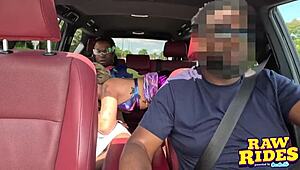 blonde raver deepthroats bbc then bends over doggystyle in rideshare for creampie