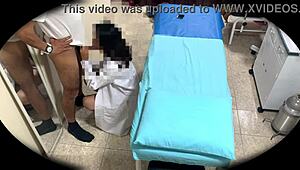 spying on cute latina bending over in hospital cam